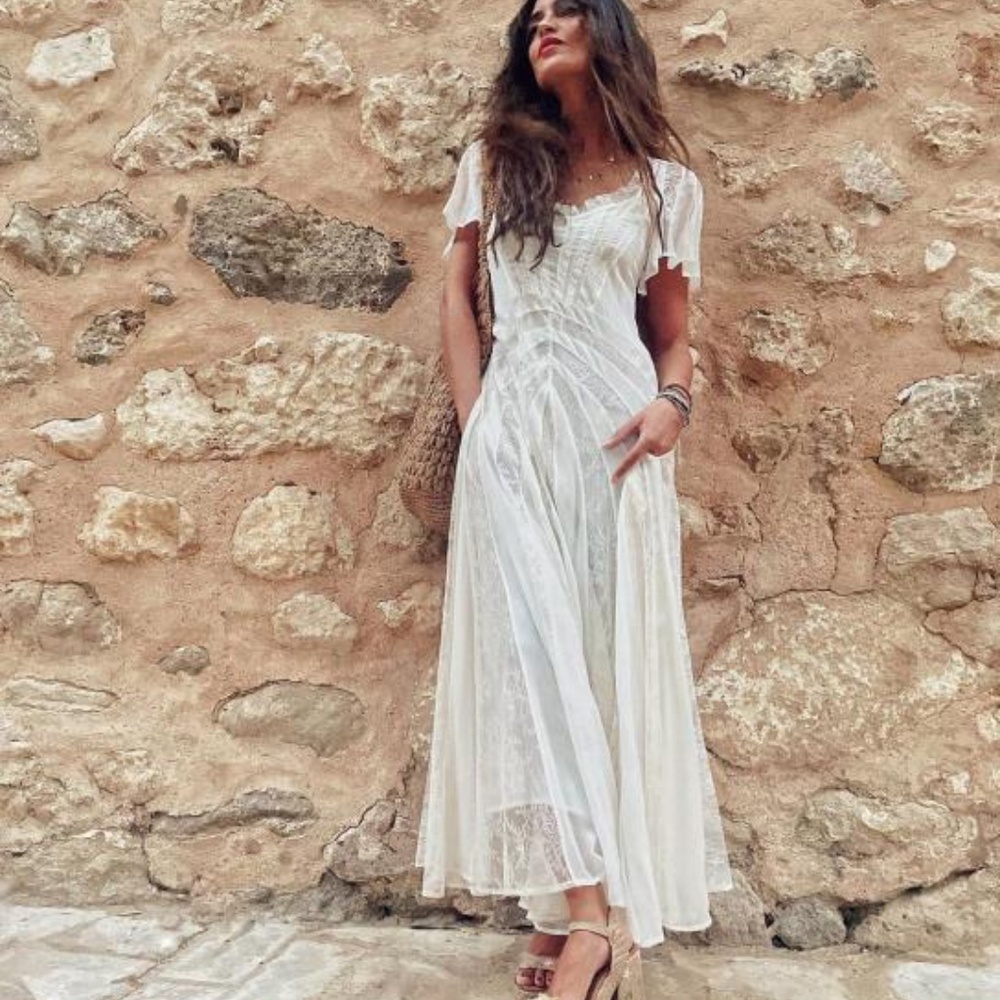 Zara $300 Limited Edition White Lace Maxi Dress Size XS New Rare - Picture 3 of 7